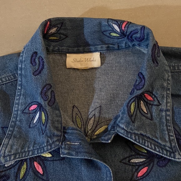 Vintage Studio Works Plus Size Embroidered Denim Jacket Size XL - Picture 5 of 9